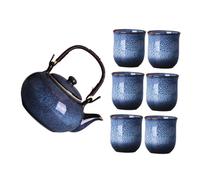 HOLIDYOYO Set de Théière Céramique avec Tasses Design Artisanal Résistant Chaleur Poignée Ergonomique Service Thé Portable pour Maison et Voyage