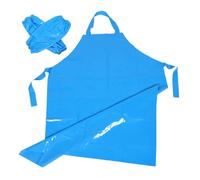 HOLIDYOYO Tablier Cuisine Imperméable en TPU 05 mm Bleu Manchons de Protection Résistants à L’Huile Taille 110X80 CM Ensemble Unisexe pour Barman Boucher Coiffeur et Travaux