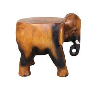 HOLIDYOYO Tabouret en Bois Massif Sculpté Éléphant Antidérapant Rond 20 Cm, Repose-Pieds Multifonctionnel pour Changer de Chaussures, Meuble Créatif pour Maison et Entrée