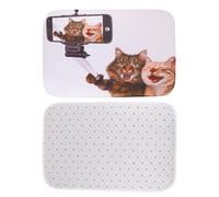 HOLIDYOYO Tapis de Sol Antidérapant à Motif Chat Amusant, Impression Numérique sur Polyester, 60x40 Cm, Paillasson Absorbant Cuisine et Salle de Bain, Coussinet Décoratif Original