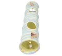HOLIDYOYO Tunnel Droit Pliable pour Chat avec 2 Trous et Balle en Peluche, Interactif en Tissu, pour Jeu Individuel Groupe la Maison