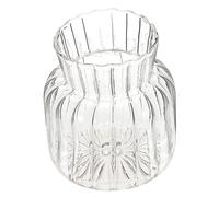 HOLIDYOYO Vase en Verre Rayé Transparent Compact, Récipient Décoratif Hydroponique, pour Plantes Vertes et Fleurs, Décoration Intérieure Bureau Maison, Modèle B