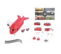 Holigie Airplane Toy Assembly Set,DIY Cargo Airplane and Helicopter Model Set Including Helicopter Car Toy Educational Assembly Toy for Children (Red)