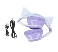 Holigie Headphones, Wireless Headphones with Built-in Mic, Foldable Bluetooth 5.3 on-Ear Headset with Cat Ear Design and Colorful LED Lights for Gaming, PC and Tablet