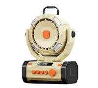 Holigie Ventilateur de camping multifonctionnel portable avec 100 vitesses et 4 niveaux d'éclairage, banque d'alimentation rechargeable 10 000 mAh avec minuterie à distance, crochet pour