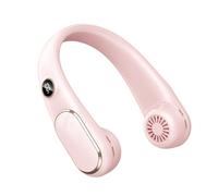 Holigie Ventilateur de cou, ventilateur portable sans lame à faible bruit, chargement USB, affichage numérique, pour le sport et les études (Rose)