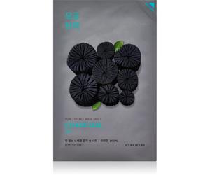 Holika Holika Pure Essence Charcoal masque nettoyant en tissu avec du charbon actif 23 ml