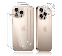 Holilo 2+2 Pièces pour iPhone 16 PRO MAX Verre Trempé Arrière Protecteur + CaméRa ArrièRe Protecteur Verre Trempé,9H Dureté aux Rayures RéSistant Membrane,HD Protection DéCran Film