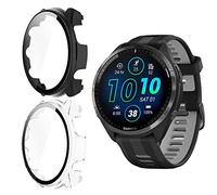 Holilo 2 Pièces Coque Compatible avec Garmin Forerunner 965, Couverture Complète Étui de Protection Anti-Rayures Bumper Housse pour Montre - Transparent+Noir
