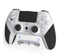 Holilo Manette pour PS-4, Manette sans Fil Pro Controller avec PS-4/Pro/Slim, Gamepad avec Gyroscope à 6 Axes, Double Vibration, Boutons Programmables, Pavé Tactile, Turbo(Blanc)