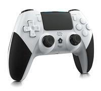 Holilo Manette Sans Fil pour PS-4, Manette Jeux Compatible avec P4/Pro/Slim, avec Dual Vibration, Capteur Gyroscopique à 6 Axes, Panneau Tactile Haute Précision-Blanc