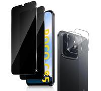 Holilo pour Xiaomi Poco C85 5G Anti-Espion Verre Trempé + Caméra Arrière Protecteur, 2+2 Pièces 9H Dureté Privacy Verre Trempé Membrane Anti-Spy Protection D'écran Anti-Peeping