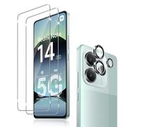 Holilo Pour Xiaomi Redmi Note 14 5G Verre Trempé + CaméRa ArrièRe Protecteur【2+1 Pièces】,9H Dureté aux Rayures RéSistant Verre Trempé Membrane, Sans Bulles HD Protection DéCran CaméRa Film