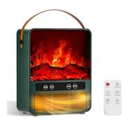 Holilo Radiateur Soufflant, 1500 W PTC, Design Cheminée - Effet flamme 3D, Petit Chauffage d'appoint, 3 niveaux de chauffage, télécommande, Chauffage compact pour salle de bain, chambre et bureau