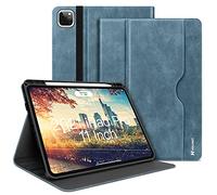 HOLIMET Coque pour iPad Pro 11 2022/2021/2020/2018 (4ème/3ème/2ème/1ère Génération) avec Porte-Stylo, Support la Charge de Pencil 2e Génération, Housse étui avec Veille/Réveil Automatique (Bleu)