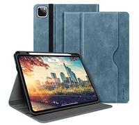 HOLIMET Coque pour iPad Pro 12.9 2022/2021/2020/2018 (6ème/5ème/4ème/3ème Génération) avec Porte-Stylo, Support la Charge de Pencil 2e Génération, Housse étui avec Veille/Réveil Automatique (Bleu)