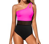 Holipick Maillot de bain une pièce asymétrique pour femme - Contrôle du ventre - Couverture complète - Maillot de bain modeste avec ouverture au niveau de l'épaule, Taille M