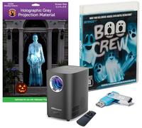 HoliScapes® AtmosFX Boo Crew Kit de projection USB + projecteur + grand écran holographique gris de 1,5 x 2,7 m pour projection d'Halloween