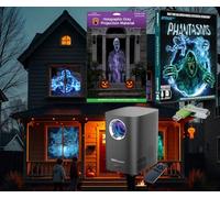 HoliScapes® AtmosFx Phantasms Kit de projection USB + projecteur + grand écran holographique gris de 1,5 x 2,7 m pour projection d'Halloween