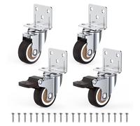 HOLKIE 4 Jeux de Roulettes Pour Meubles de 32 MM avec Plaque de Montage en L Épaissie, Roulettes Pivotantes Sans Marquage Charges Jusqu'à 45 kg Bien Adaptées aux Meubles, Berceaux (2 avec Freins)