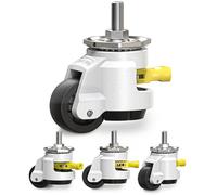 HOLKIE Lot de 4 roulette charge lourde à tige de nivellement, taille de vis M12 et 1/2", roulettes pivotantes rétractables, roulettes réglables pour meubles, établi, machine, capacité totale 1000 kg