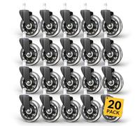 HOLKIE Lot de 5 roulettes chaise bureau de 20pack 11 x 22 mm rechange en caoutchouc roulette pour chaise de bureau pour sols en bois dur et tapis, à roulettes robustes pour chaises