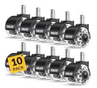 HOLKIE Roulette Chaise Bureau Roulettes Universelles pour 11 x 22 mm Lot de 10-2 pouces - Remplacement - Gris - Double caoutchouc - Pour sols en bois dur - Roulettes pour chaise de bureau de jeu