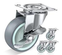 HOLKIE Roulette pivotante de 75 mm avec freins latéraux Roulettes TPR pour meubles d'établi ou autres équipements Capacité de charge 227 kg (lot de 4)