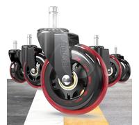 HOLKIE roulettes chaise bureau de 11 x 22 mm rechange en caoutchouc roulette pour chaise de bureau rouge lot de 5 pour sols en bois dur et tapis, à roulettes robustes pour chaises