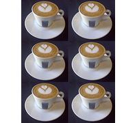 Holland Plastics 6 X 5.5oz Cappuccino Coupes Porcelaine et soucoupes.