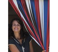 Holland Plastics Original Brand Heavy Duty Bug Fly Bande de porte Store 100 cm de large. complet avec raccord à vis en Crochets pour cadres de porte en bois. 'Rouge Blanc et bleu'