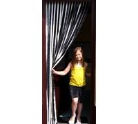 Holland Plastics Original Brand Rideau de porte à lamelles avec paire de crochets autocollants pour portes uPVC Noir et blanc 80 cm de large x 200 cm de hauteur