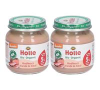 HOLLE Bio Petit pot bébé à la viande de bœuf - Dès le 5 ème mois Aliment 2x125 g