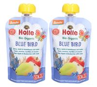 HOLLE Blue Bird Gourde Poire, Pomme, Myrtilles et avoine bio Purée 2x100 g