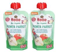 HOLLE Power Parrot Gourde Poire, pomme et épinards bio Set(S) 2x100 g