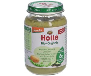 HOLLE Préparation aux légumes bio Pomme de terre, petit pois et courgette Purée 190 g