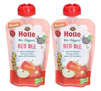 HOLLE Red Bee Gourde Pomme et Fraise bio 2x100 g
