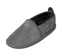 Hollert Femmes & Hommes Mouton Chaussons Hubert Gris Chaussures avec Laine Cuir