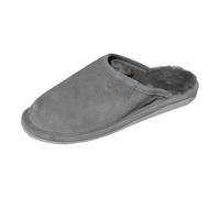 Hollert Femmes Mérinos Peau de Mouton Chaussons Gris Cuir Véritable