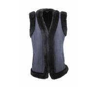 Hollert Femmes Veste en Agneau Heidi Bleu Foncé Cuir Véritable Mérinos Fourrure