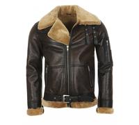 Hollert Homme Veste de Peau Mouton B16 Modèle 3 Noix / Cappuccino Cuir Mérinos