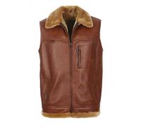 Hollert Homme Veste en Agneau Firminius avec Col Bordeaux Gilet en Cuir Fourrure