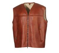 Hollert Homme Veste en Agneau Firminius Sans Col Cognac Cuir Véritable de Chasse