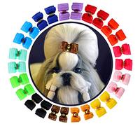HOLLIHI Lot de 24 Nœuds de Ruban Gros Grain avec Élastiques en Caoutchouc Accessoires de Toilettage pour Chiens Chats à Poils Longs