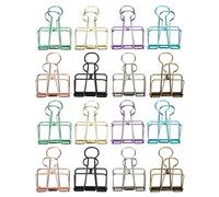 Hollow Dovetail Binder Clips | 16 MultiColor Spring Iron Wire Clips for Paper/Office Files/Snack Bags | Protective Electroplating, Sturdy Clip Organizer (L)