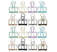 Hollow Dovetail Binder Clips | 16 MultiColor Spring Iron Wire Clips for Paper/Office Files/Snack Bags | Protective Electroplating, Sturdy Clip Organizer (M)