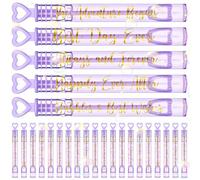 Hollowfly Lot de 120 mini baguettes à bulles de mariage en forme de cœur en vrac pour invités - Fournitures de fête prénuptiale pour adultes, Saint-Valentin et anniversaire de mariage (tube violet