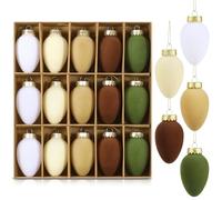 Hollowfly Lot de 15 boules de Noël en velours C9 - Boules de Noël floquées en plastique incassable - Décorations à suspendre pour sapin de Noël, fête (Morandi, 8,9 cm)