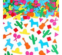 Hollowfly Lot de 300 confettis mexicains multicolores Cinco de Mayo pour fête sur le thème de la fête mexicaine, sombre, marteau, guitare, alpaga, triangle, cactus, décoration de table pour mariage