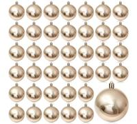 Hollowfly Lot de 40 boules de Noël en plastique brillant à suspendre pour sapin de Noël - 10,2 cm - Résistantes aux UV et imperméables, incassables - Pour intérieur ou extérieur - Champagne doré